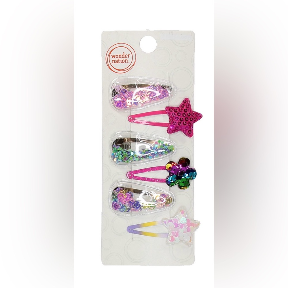 🔴 3/$12 Wonder Nation Colorful 6-Piece Hair Clips‎ Set! NEW!